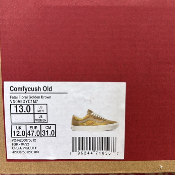 Vans Comfycush Old Skool Fatal Floral Golden Brown men’s size 13 - Picture 10 of 10